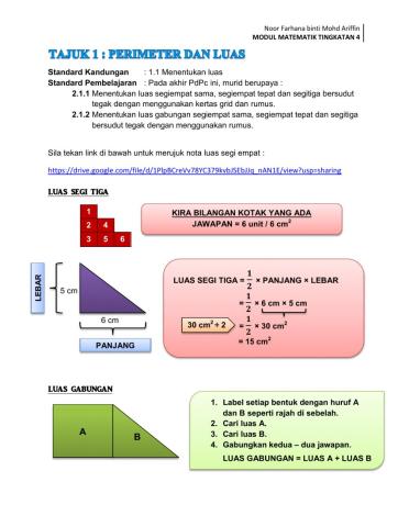 Unit 1 : Perimeter dan Luas (2)