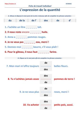 L’expression de la quantité