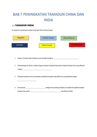 Sejarah bab 7 tamadun india dan china