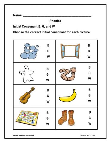 Initial Consonant B, G, W