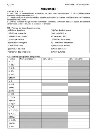 Formulación inorgánica 3 eso