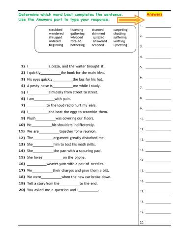 Lesson 8 - Adding –ed and –ing - Complete the Sentence