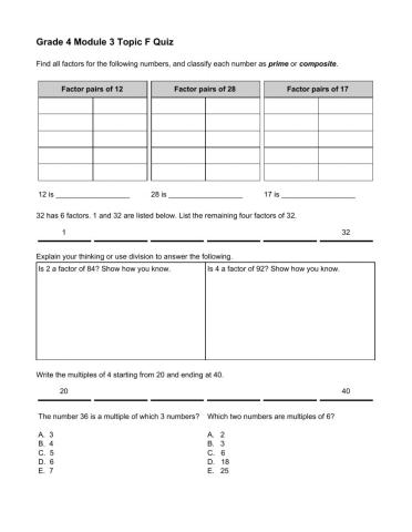 Module 3 Topic F Quiz