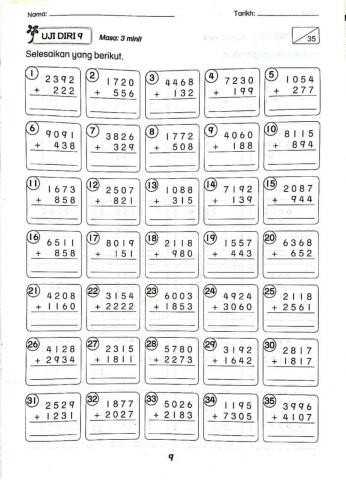 Uji Diri 9 Matematik Tahun 3