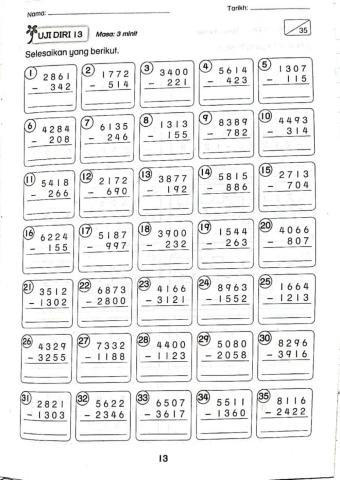 Uji Diri 13 Matematik Tahun 3