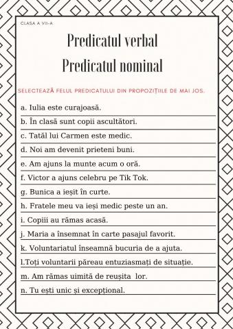 7.Predicat verbal.Predicat nominal