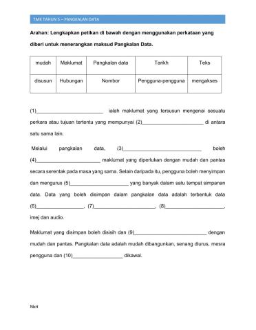 TMK Tahun 5 Pangkalan Data