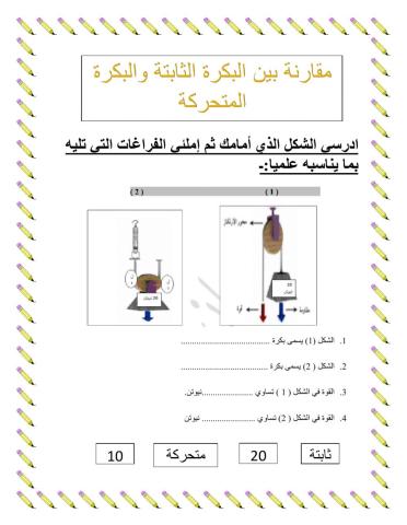 الفرق بين البكرة الثابتة والمتحركة