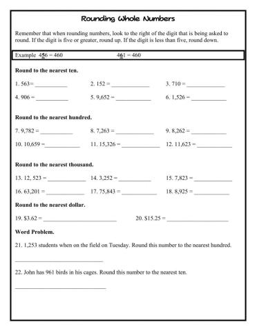 Rounding whole numbers