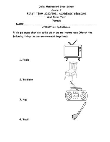 Grade 2 yoruba mid term test