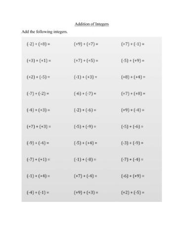 Adding Integers