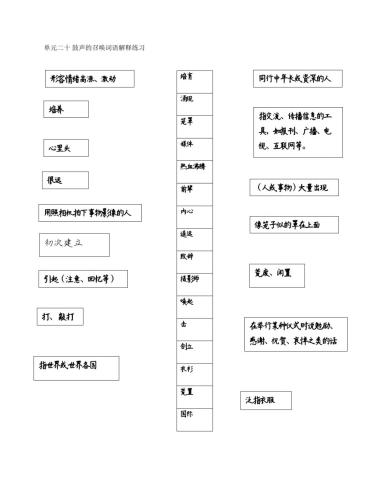 四年级华文单元二十词语解释