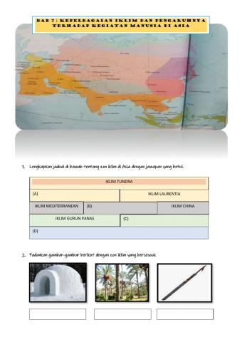Kepelbagaian Iklim dan Pengaruhnya terhadap Kegiatan Manusia di Asia