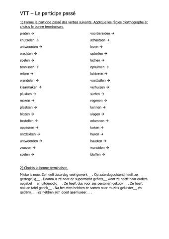 VTT - Formation du participe passé
