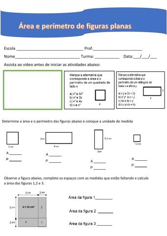 Área e perímetro de figuras planas