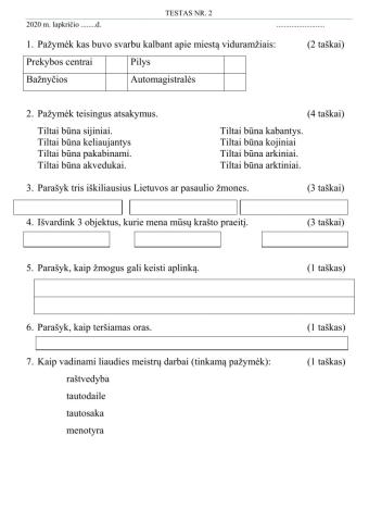 Pasaulio pažinimo testas Nr. 2