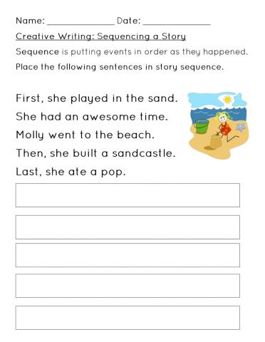 Sequencing a Story Worksheet 2