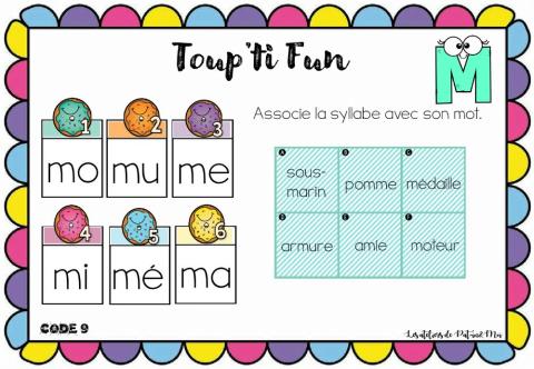 Lettre M - Toup'ti Fun - la syllabe au mot (Pat-in & moi)