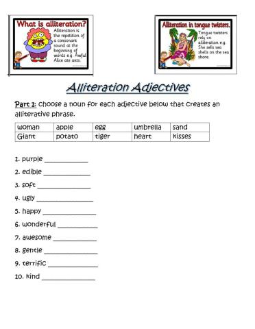 Alliteration Adjectives