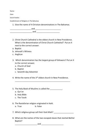 Establishment of Religions