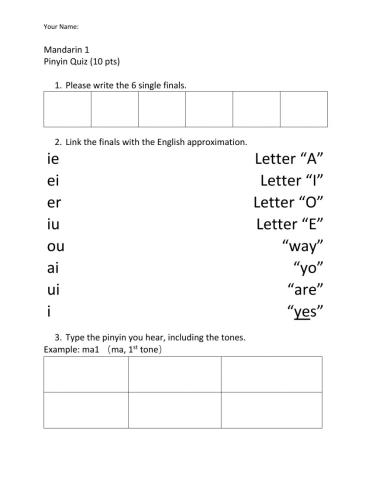 Pinyin Finals Quiz