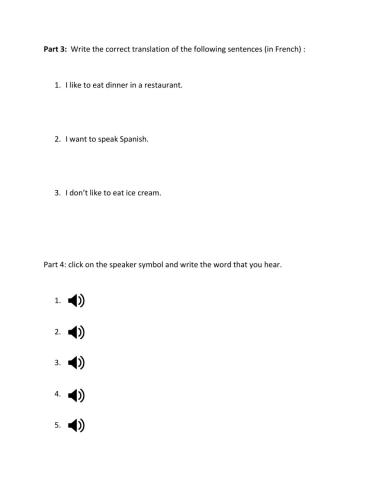 Infinitives Exam Part 3 and 4