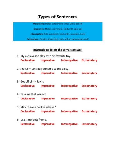 Types of Sentences