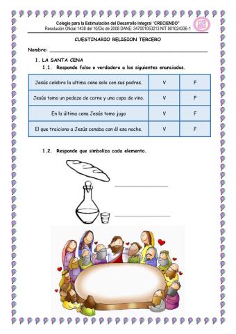 Cuestionario Educación Religiosa