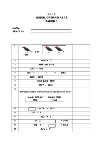 CIF-Operasi asas tahun 3 set 5