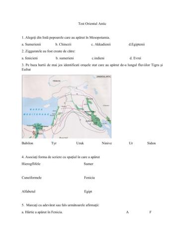 Test clasa a v-a