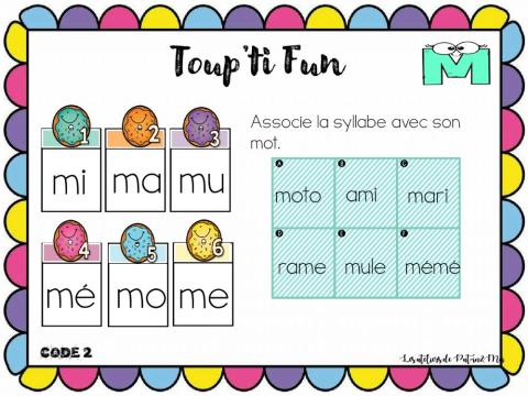 Lettre M - Toup'ti Fun - la syllabe au mot (Pat-in & moi)