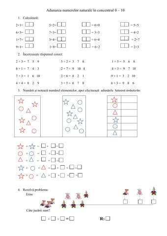 Adunarea numerelor 0-10