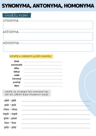 Synonyma, antonyma, homonyma