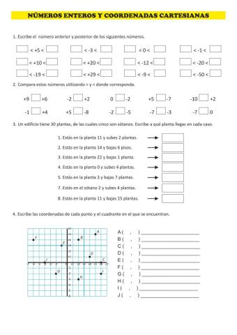 Números enteros y coordenadas cartesianas