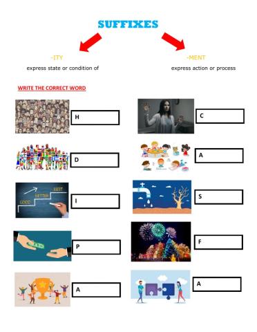 Suffixes -ity, -ment