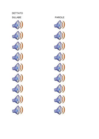 Dettato di vocali, sillabe parole