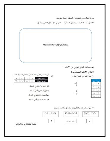 معدل التغير والميل