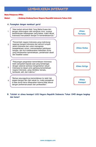 Lembar Kerja Siswa Interaktif PPKn tentang Pembukaan UUD 1945
