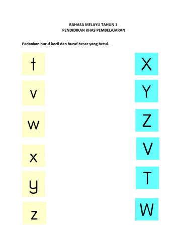 Padankan huruf kecil dan huruf besar (T-Z)