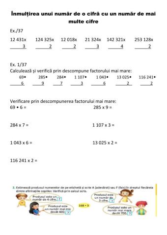 Exerciții de înmulțire