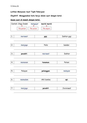 Y2 Malay (B) Latihan Menyusun Ayat L3