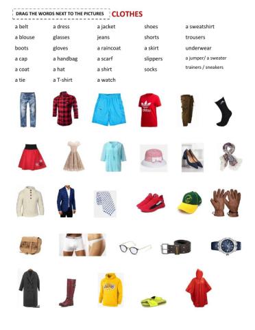 Clothes - vocabulary exerice