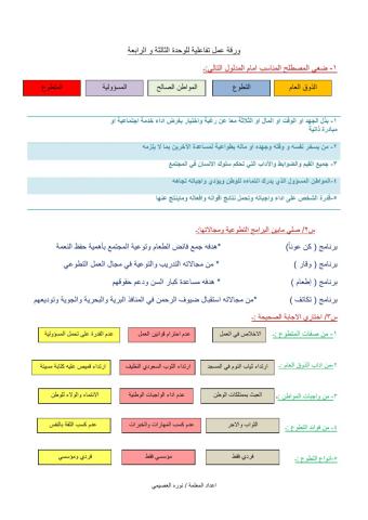 ورقة عمل التطوع