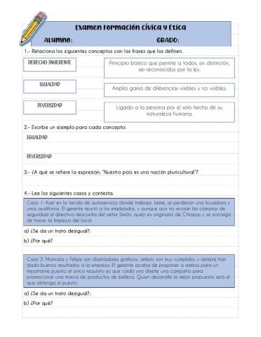 Examen de formacion civica y etica