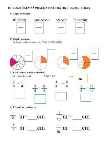 Zlomky 5. třída