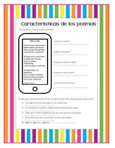 Características de los poemas