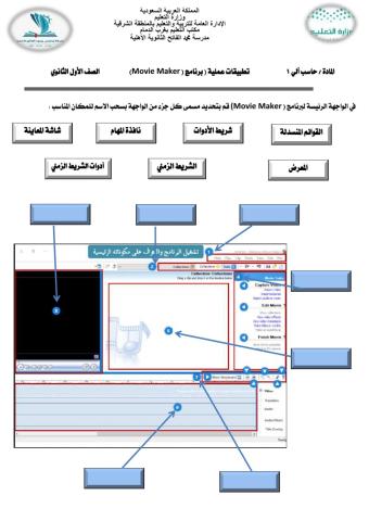 الواجهة الرئيسة لبرنامج Movie Maker