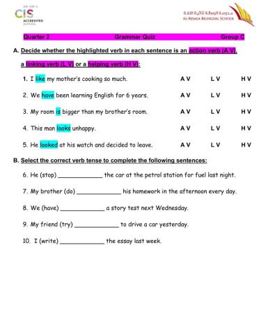 Q2 Grammar Quiz C