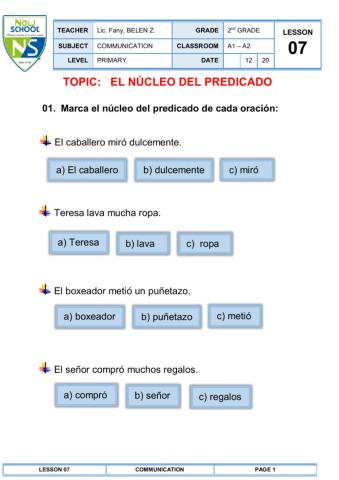 Núcleo del Predicado