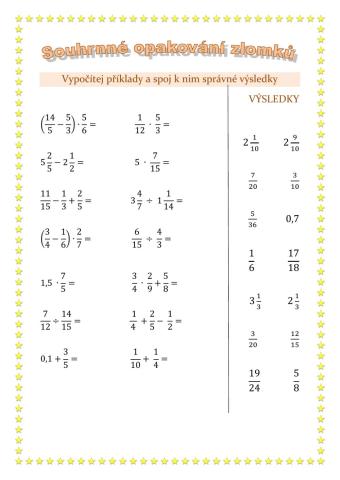 Zlomky - souhrnné opakování 2